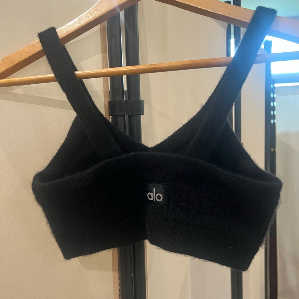 100% Cashmere Alo Black Ribbed Bralette